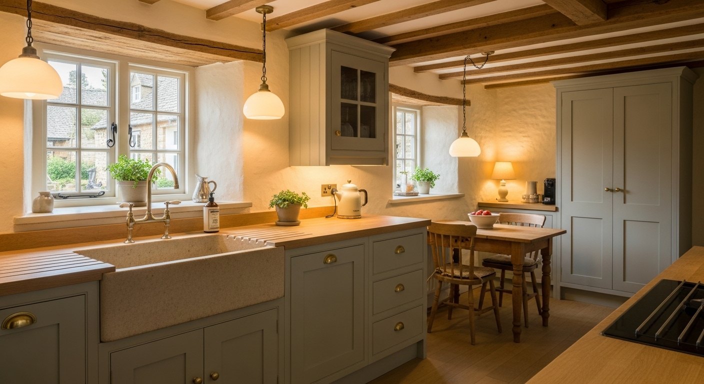 Our Cottage Kitchen With the Deep Stone Sink